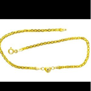 14k SOLID GOLD MESH HEART ANKLET OR BRACELET 9” ❤️